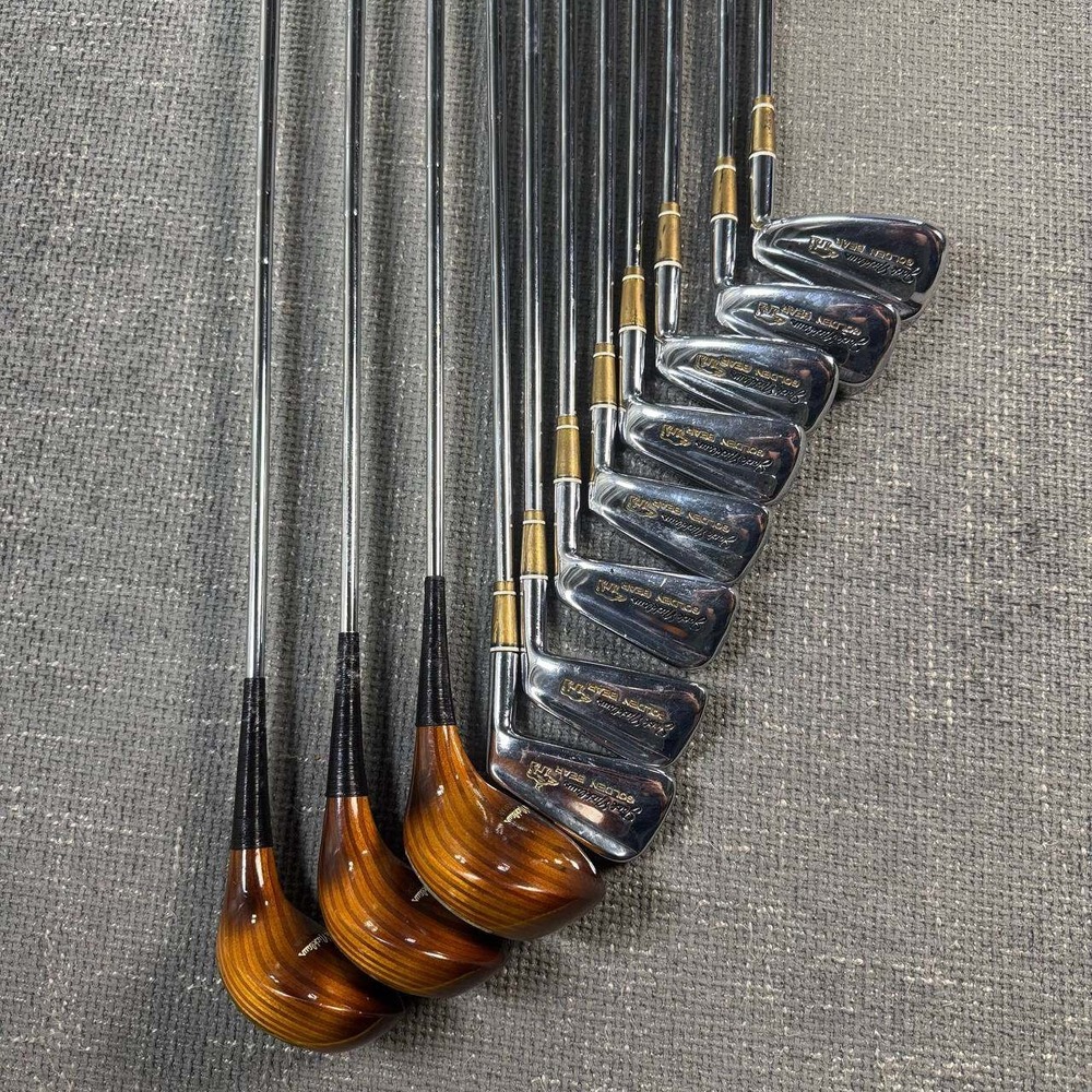 Jack Nicklaus Golden Bear Golf Club Set 10pc Woods Irons PW Vintage Chrome Wood